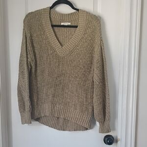 American Eagle Outfitters Green V-Neck Sweater